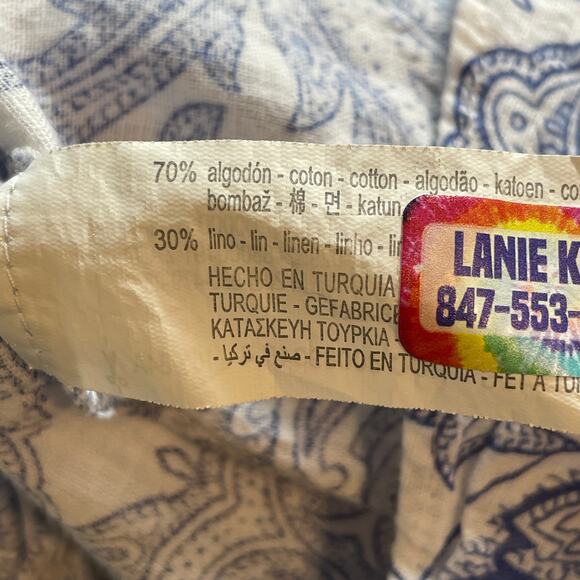 Zara Paisley Fit and Flare Dress Womens Small Blue White Sweetheart Neck Mini - Picture 7 of 9